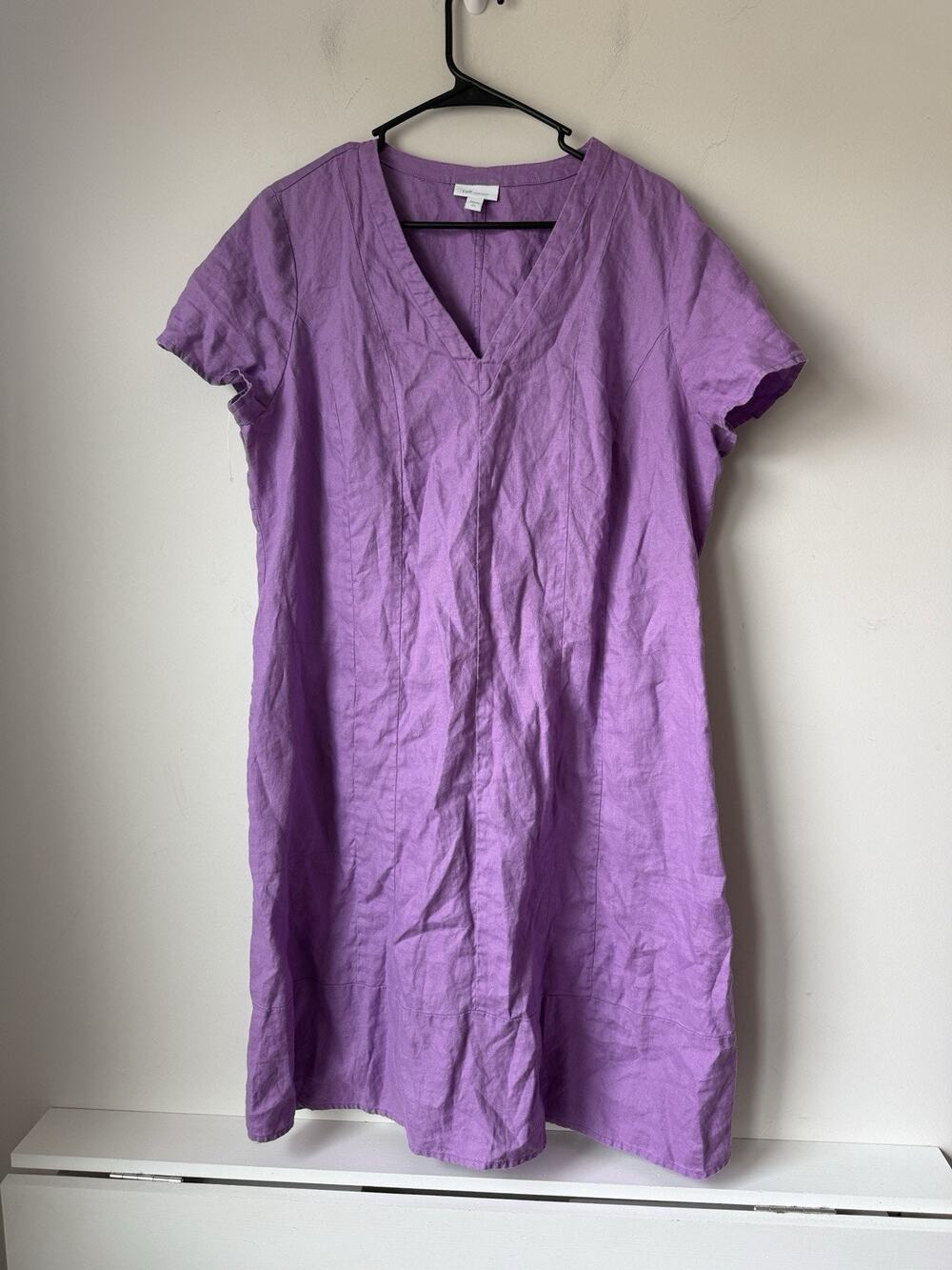 J. Jill Lavender Short Sleeve V-Neck Mini Dress